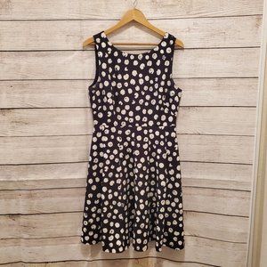 DKNY Black and White Polka Dot Fit and Flare Dress, Size 10